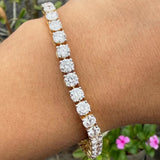 Solid 14k Yellow Gold 6CT Round Cut GDGL Natural Diamond Tennis Bracelet - GEMHUB