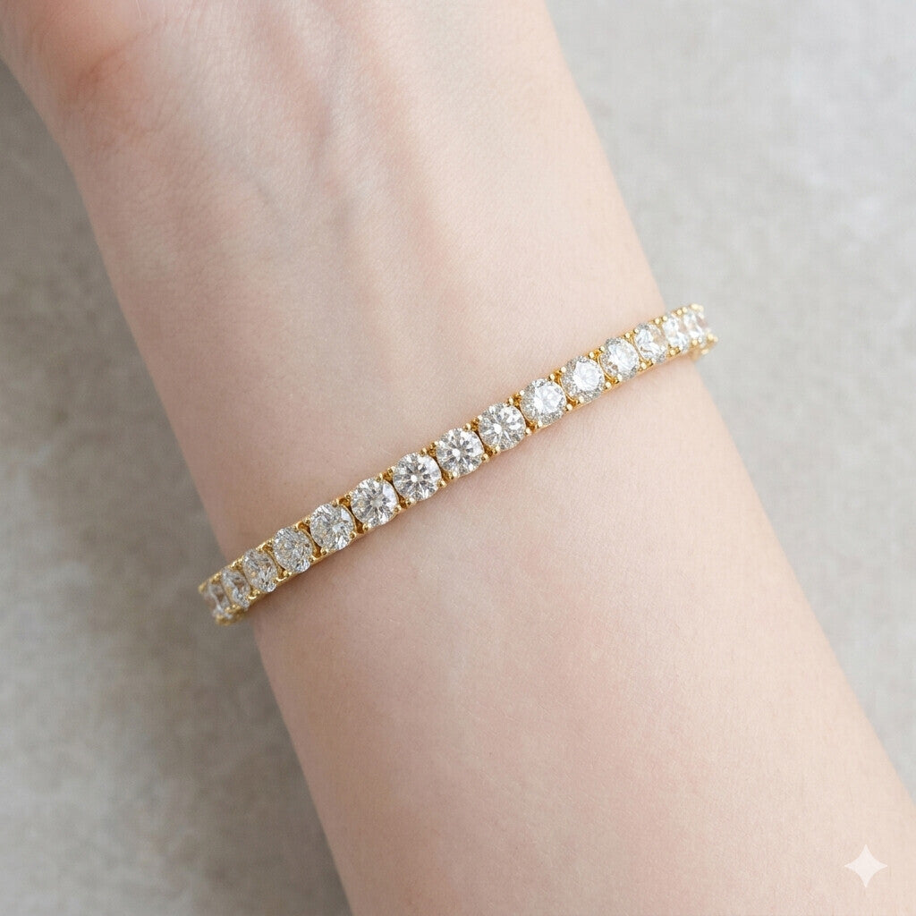 9.30Ct Round Cut Sparkling Natural Diamond Tennis Bracelet 14k Gold Certified - Image 2 - GEMHUB