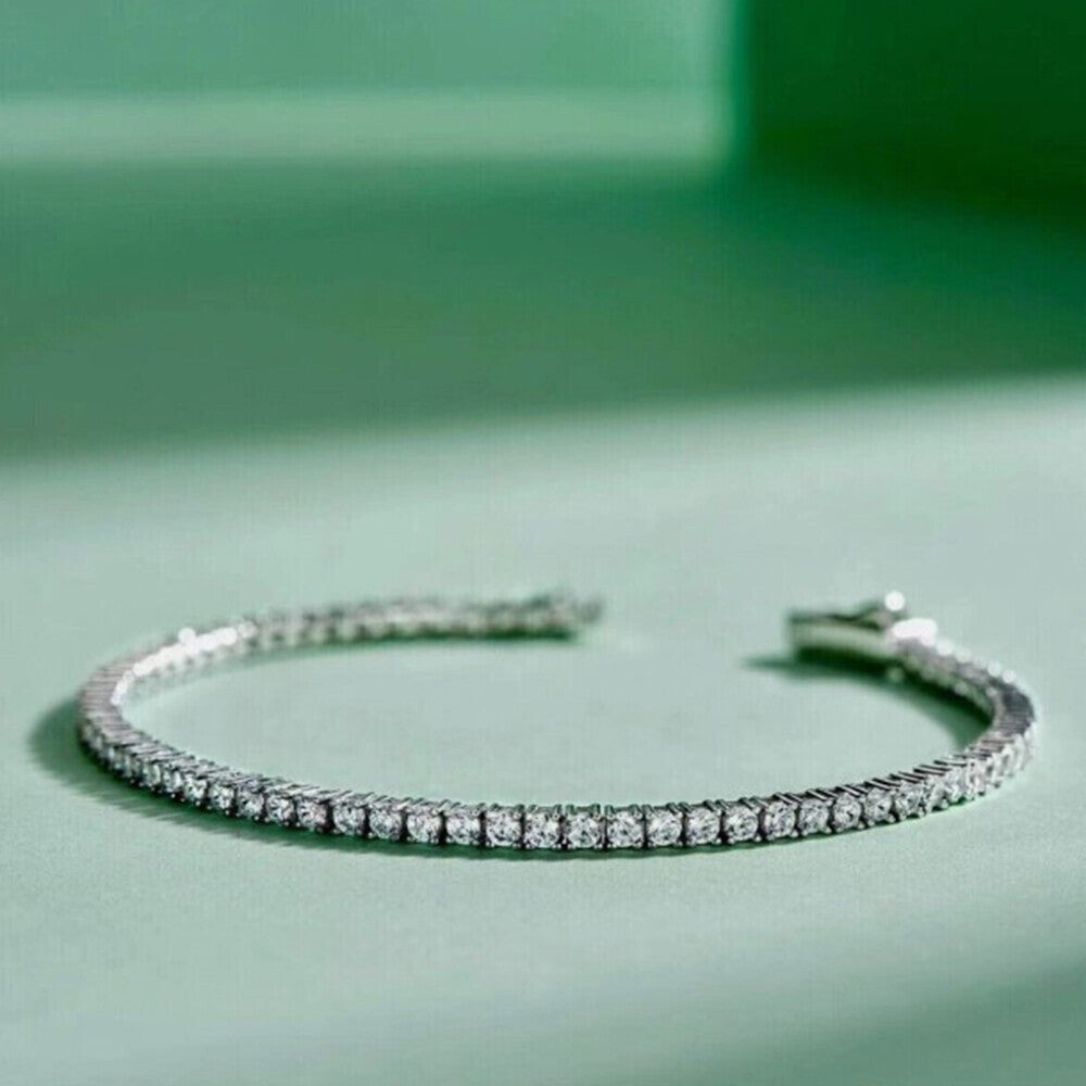 3.50Ct Round EF/VVS Certified Lab-Grown Diamond Tennis Bracelet 18k Solid Gold - Image 2 - GEMHUB