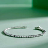 3.50Ct Round EF/VVS Certified Lab-Grown Diamond Tennis Bracelet 18k Solid Gold - Image 2 - GEMHUB