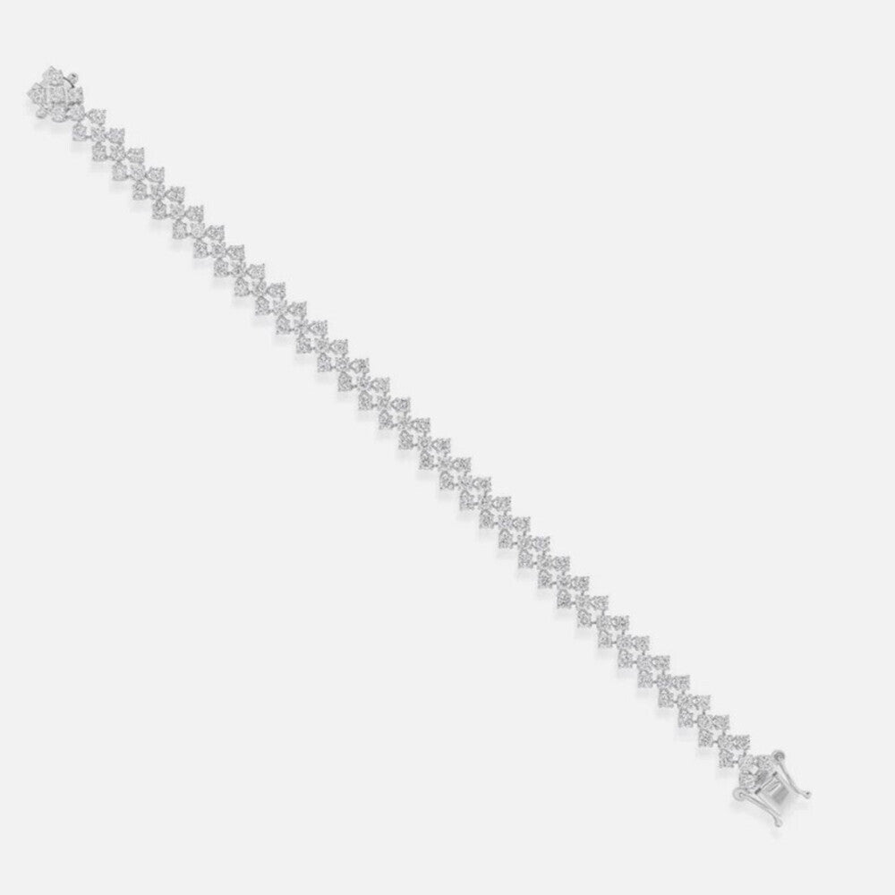 Solid 14K White Gold Round-Cut Certified Natural Diamond Tennis Bracelet Gift - Image 2 - GEMHUB