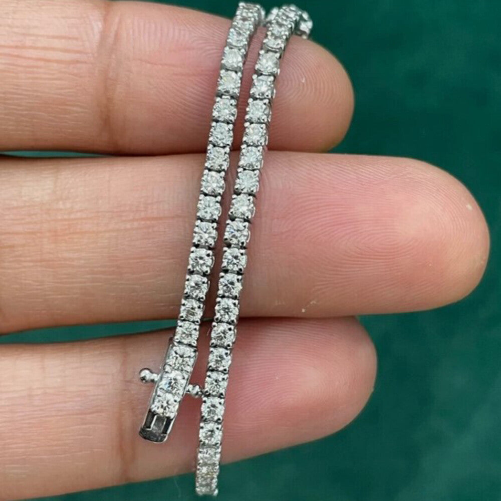 Women's 2.90Ct Lab-Grown/CVD Diamond Tennis Bracelet 14k White Gold Certified - GEMHUB