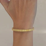Bezel Set Emerald Fancy Vivid Yellow Lab-Grown Diamond Tennis Bracelet 14k Gold - Image 3 - GEMHUB