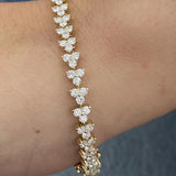 100% Natural Diamond Wedding Engagement 3-Stone Tennis Bracelet 14Kt Yellow Gold - Image 3 - GEMHUB