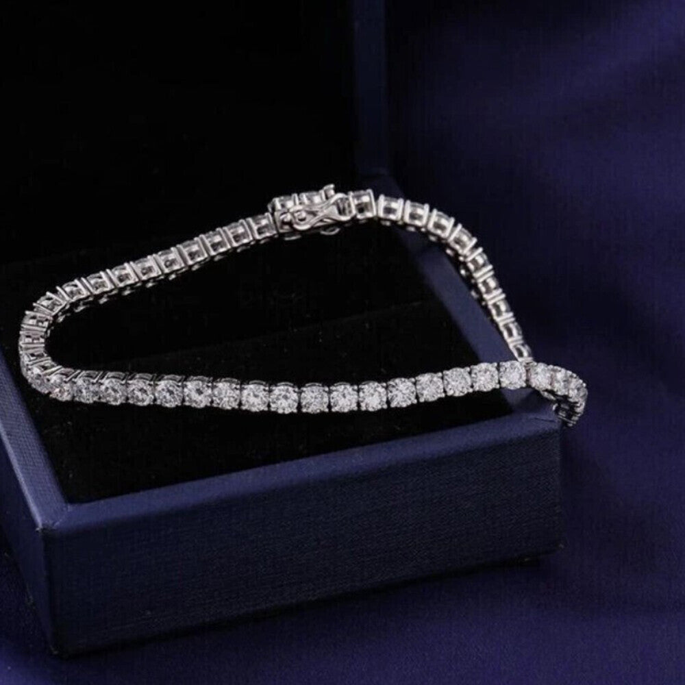 6.20Ct Round Cut GH/VS Natural Diamond Tennis Bracelet Engagement Gift 14k Gold - Image 3 - GEMHUB