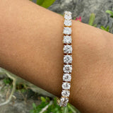 Solid 14k Yellow Gold 6CT Round Cut GDGL Natural Diamond Tennis Bracelet - Image 2 - GEMHUB