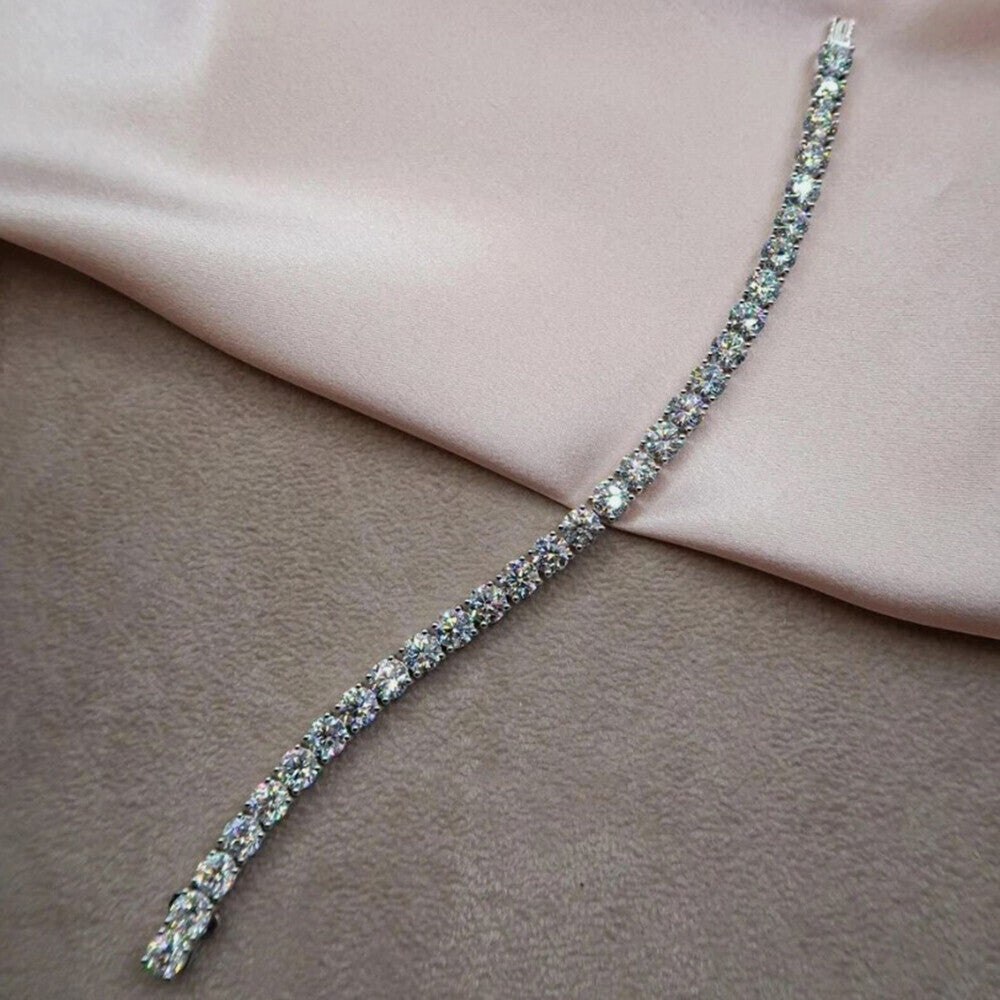 9.50Ct Round Certified Natural Diamond Tennis Bracelet 14k White Gold GIA Passed - Image 3 - GEMHUB