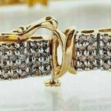 Round Cut Genuine Lab-Grown Diamond 9CT Statement Men's Bracelet 14k Yellow Gold - Image 2 - GEMHUB