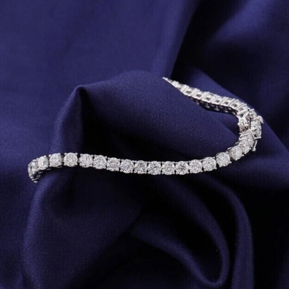 6.20Ct Round Cut GH/VS Natural Diamond Tennis Bracelet Engagement Gift 14k Gold - GEMHUB