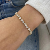 100% Natural Diamond Wedding Engagement 3-Stone Tennis Bracelet 14Kt Yellow Gold - Image 2 - GEMHUB