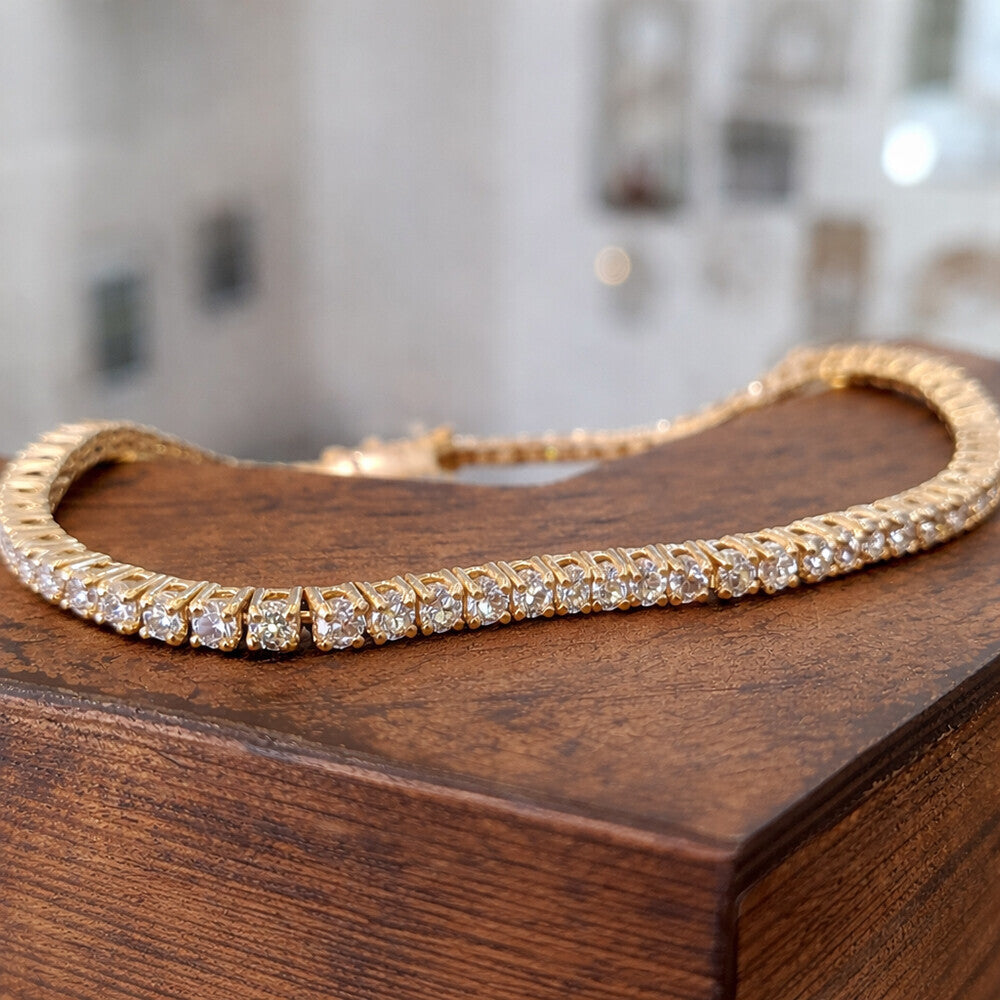 3.50Ct Certified Natural GH/VS Diamond Tennis Bracelet 14k Gold Birthday Gift - GEMHUB