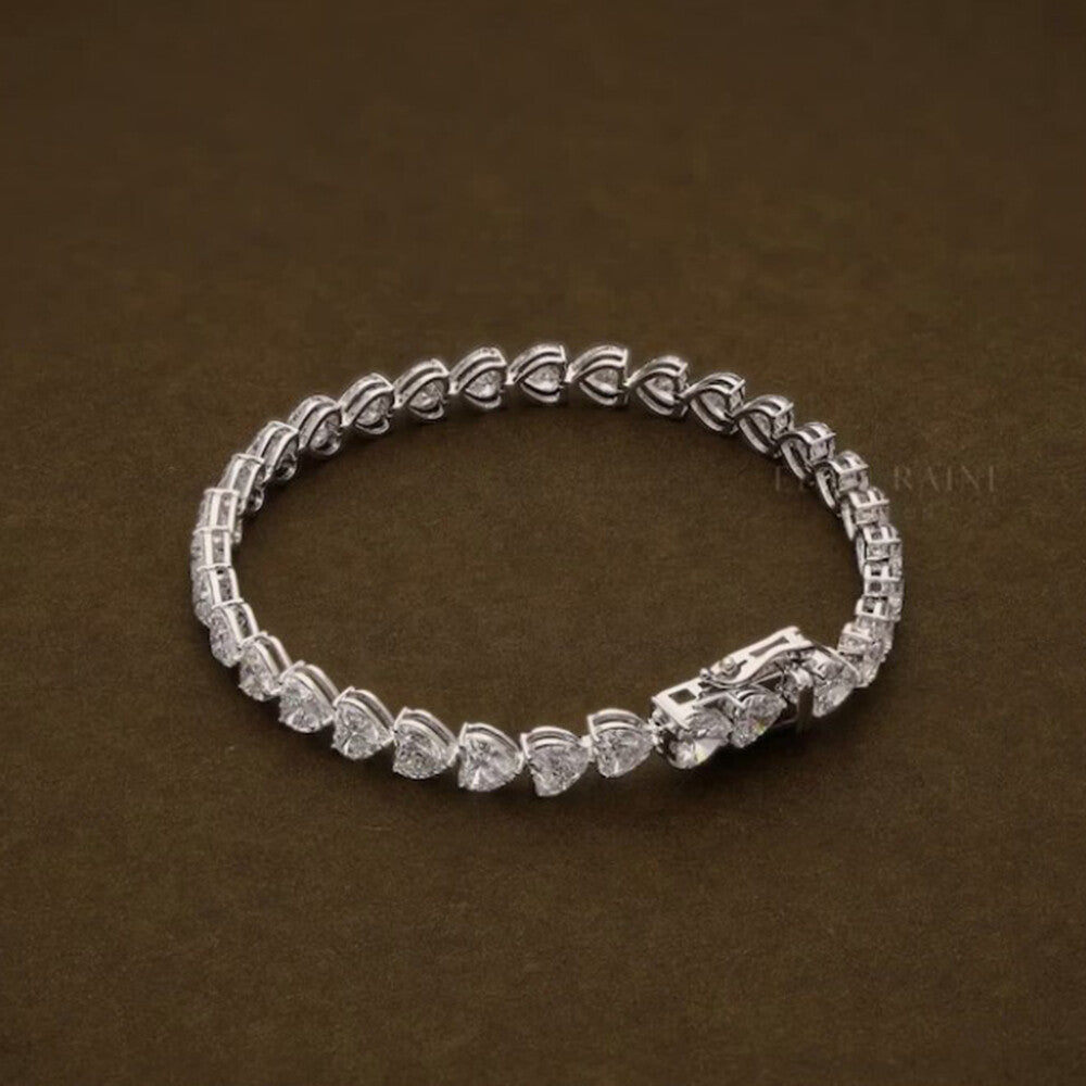 14K White Gold Heart-Cut Lab-Grown Diamond Tennis Bracelet Mother's Special Gift - Image 4 - GEMHUB