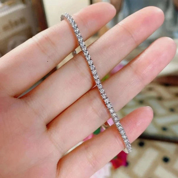 3.50Ct Round EF/VVS Certified Lab-Grown Diamond Tennis Bracelet 18k Solid Gold - Image 4 - GEMHUB