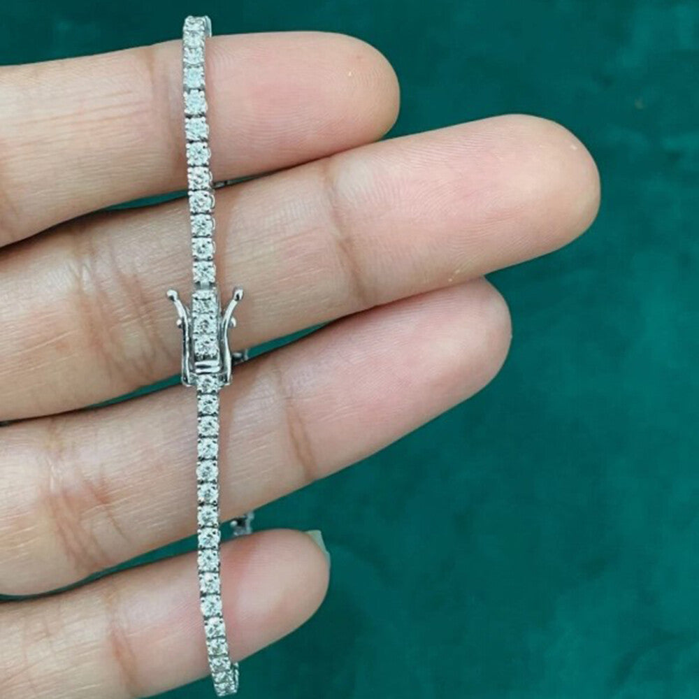 Women's 2.90Ct Lab-Grown/CVD Diamond Tennis Bracelet 14k White Gold Certified - Image 4 - GEMHUB