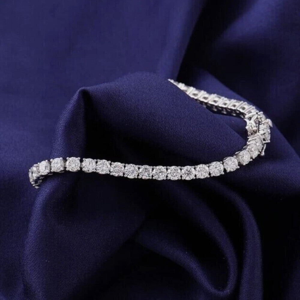 6.20Ct Round Cut GH/VS Natural Diamond Tennis Bracelet Engagement Gift 14k Gold - Image 4 - GEMHUB