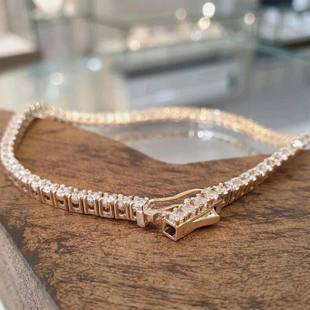 3.50Ct Certified Natural GH/VS Diamond Tennis Bracelet 14k Gold Birthday Gift - Image 4 - GEMHUB