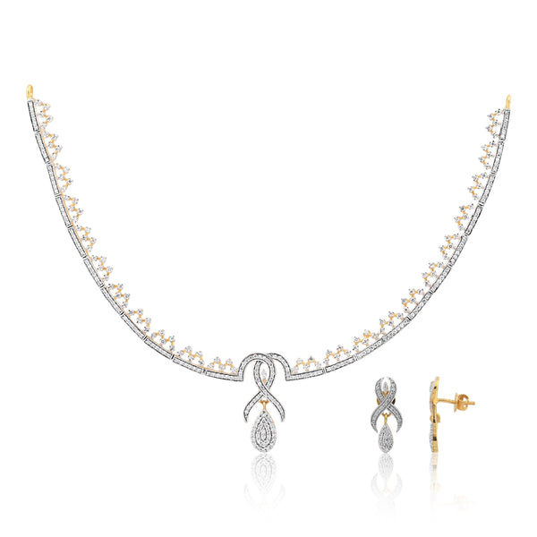 2.73 Ct Diamond Jewellery Set G-H VS Natural Diamond Necklace & Earrings