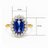 5 Ct Lab-Created Blue Sapphire Oval Cut Ring, 925 Sterling Silver, Yellow Gold Finish - GEMHUB (view 7)