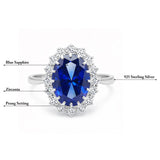 5 Ct Lab-Created Blue Sapphire Oval Cut Ring, 925 Sterling Silver, White Gold Finish - GEMHUB (view 6)
