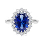 5 Ct Lab-Created Blue Sapphire Oval Cut Ring — 925 Sterling Silver, White Gold Finish