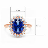 5 Ct Lab-Created Blue Sapphire Oval Cut Ring, 925 Sterling Silver, Rose Gold Finish - GEMHUB (view 7)