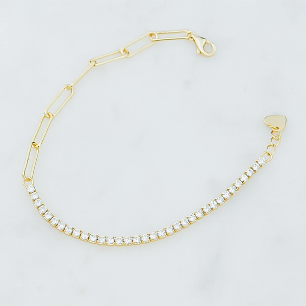 Women 1.50Ct Round Natural GH/SI Diamond Chain Tennis Bracelet 14k Yellow Gold - GEMHUB