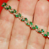 Marquise Cut Natural Emerald & Diamond Flower Tennis Bracelet 14k Yellow Gold - GEMHUB