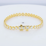 Bezel Round Certified Lab-Grown 8Ct Diamond Tennis Bracelet 14k Yellow Gold - GEMHUB