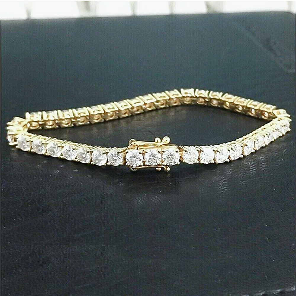 Valentine Special Gift Round Cut 5.40Ct Natural Diamond Tennis Bracelet 14k Gold - GEMHUB