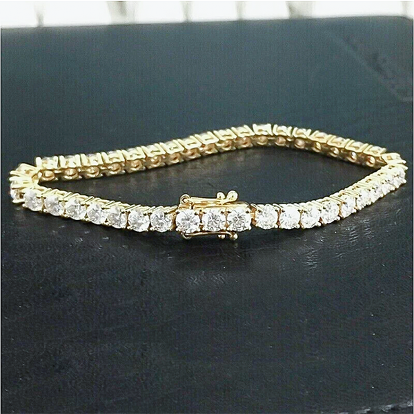 Valentine Special Gift Round Cut 5.40Ct Natural Diamond Tennis Bracelet 14k Gold - GEMHUB
