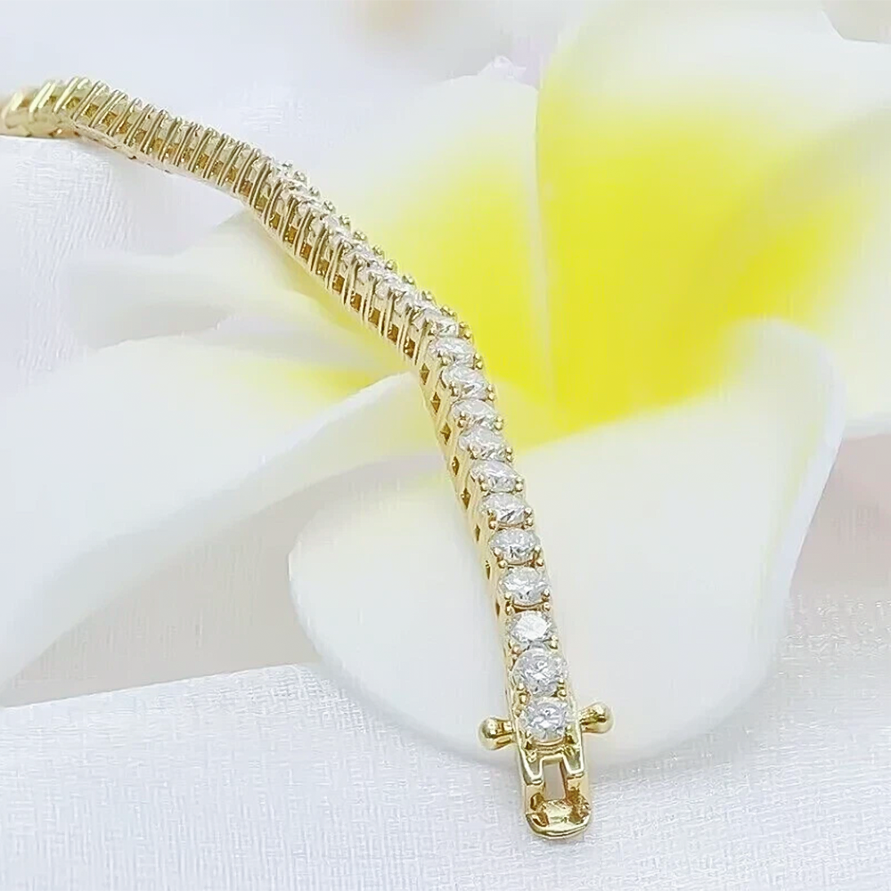 GDGL Certified 7Ct Natural Diamond Women's Tennis Bracelet 14Kt Yellow Gold - Image 2 - GEMHUB