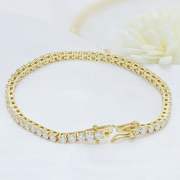 Certified GH/SI 6.20Ct Natural Diamond 14Kt Yellow Gold Tennis Bracelet Fro Her - GEMHUB