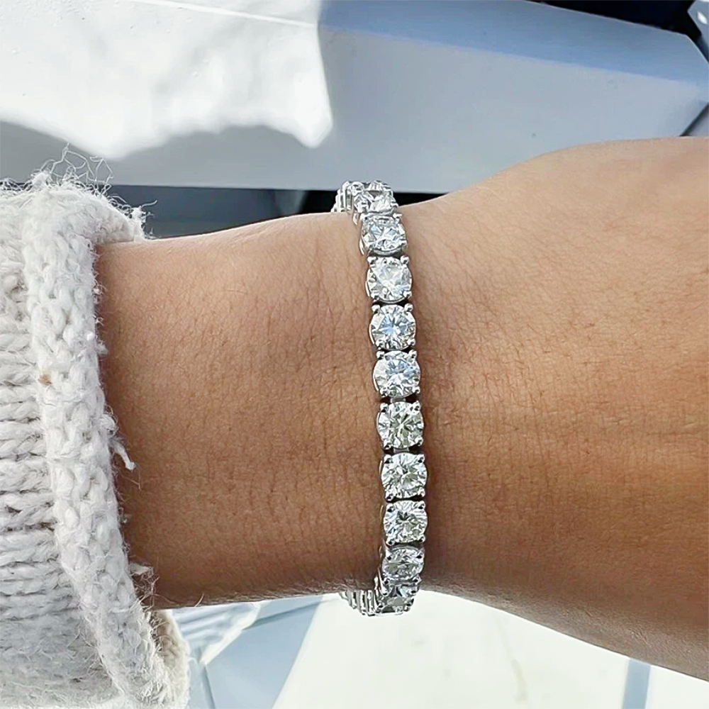 Wedding Gift 10.35Ct Natural Diamond Tennis Bracelet For Women 14k White Gold - GEMHUB