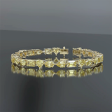 14k Gold Fancy Yellow Lab-Grown Diamond Multi Cut Women's Tennis Bracelet - GEMHUB