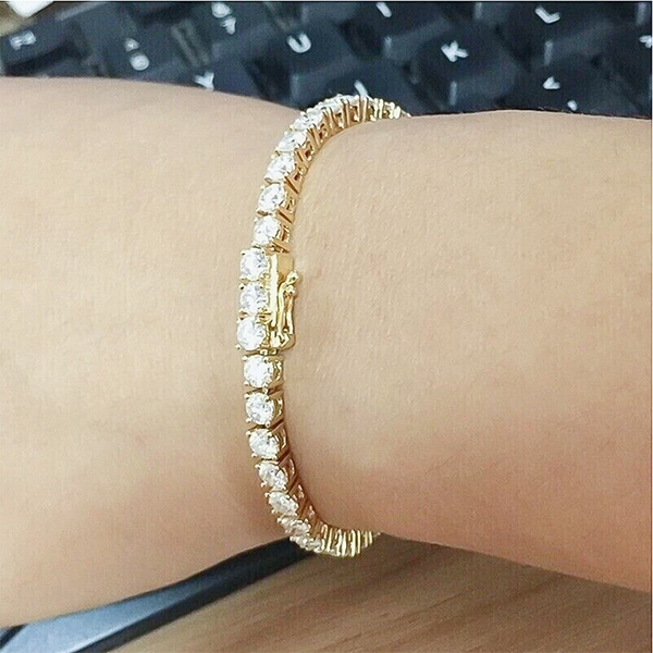 Valentine Special Gift Round Cut 5.40Ct Natural Diamond Tennis Bracelet 14k Gold - Image 2 - GEMHUB