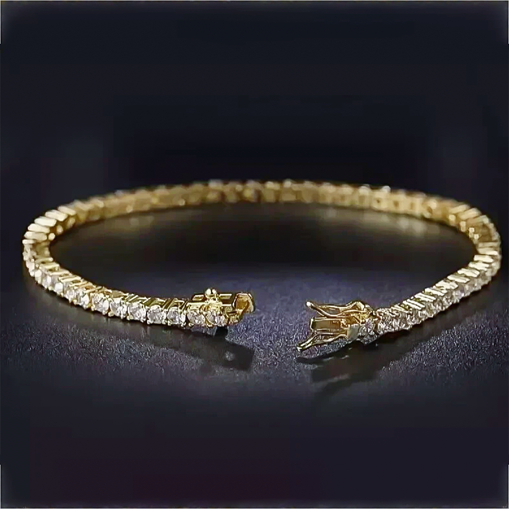 Certified 6.50Ct GH/VS Natural Diamond Tennis Bracelet For Her 14Kt Yellow Gold - GEMHUB