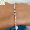Martini Set Round Cut Natural IGI Diamond Tennis Chain Bracelet 14k Rose Gold - GEMHUB