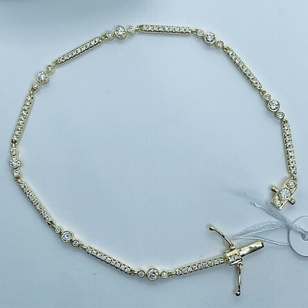 2Ct Round Cut Natural Diamond GH SI Women's Tennis Bracelet Real 14k Yellow Gold - GEMHUB