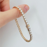 Round Cut 4.50CT IGI Certified Natural Diamond Tennis Bracelet 14K Yellow Gold - Image 2 - GEMHUB