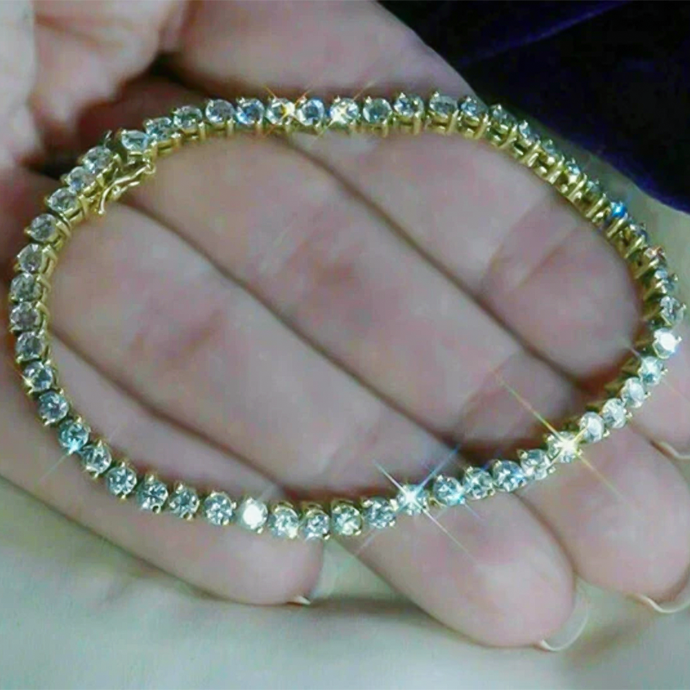 Certified 6.20Ct GH/VS Round Cut Natural Diamond Women Tennis Bracelet 14k Gold - Image 2 - GEMHUB