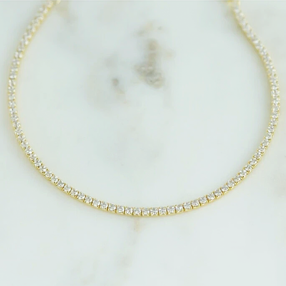Sparkling Natural GH/VS Diamond 14k Gold 3Ct Round Cut Women's Tennis Bracelet - Image 2 - GEMHUB
