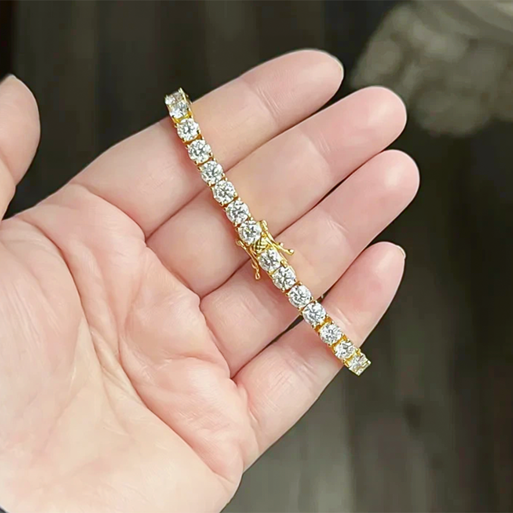 Special 5CT Round Cut Natural Diamond Tennis Bracelet Gift 14k Yellow Gold - Image 3 - GEMHUB