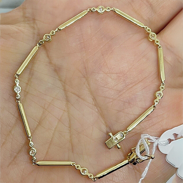 2Ct Round Cut Natural Diamond GH SI Women's Tennis Bracelet Real 14k Yellow Gold - Image 2 - GEMHUB