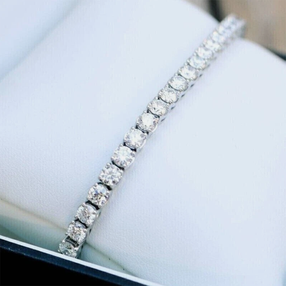 14k White Gold Sparkling Wedding Tennis Bracelet Certified Natural Diamond 6Ct - Image 3 - GEMHUB