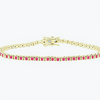 3Ct Round Cut Certified Natural Red Ruby Tennis Bracelet For Her 14k Yellow Gold - Image 3 - GEMHUB