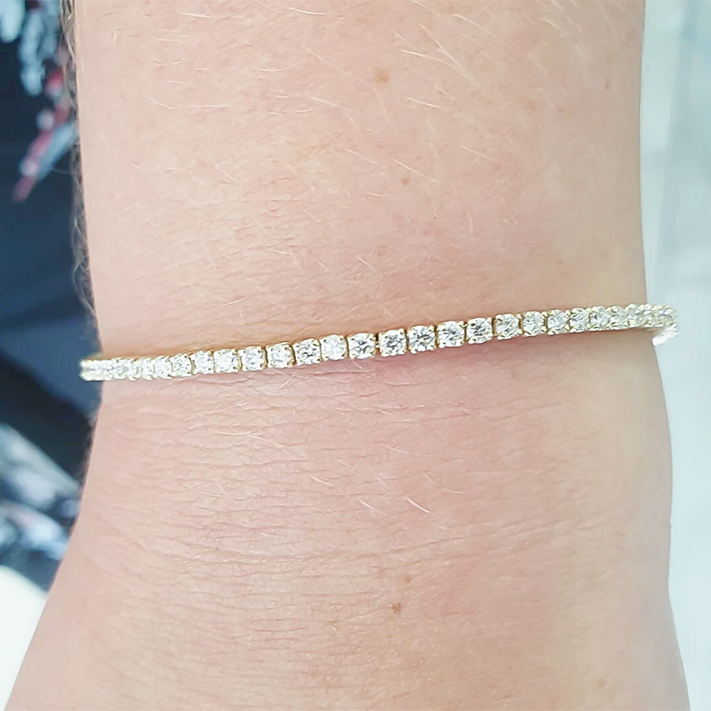 3.50Ct Round GH/VS Certified Natural Diamond Tennis Her Bracelet 14k Yellow Gold - Image 2 - GEMHUB