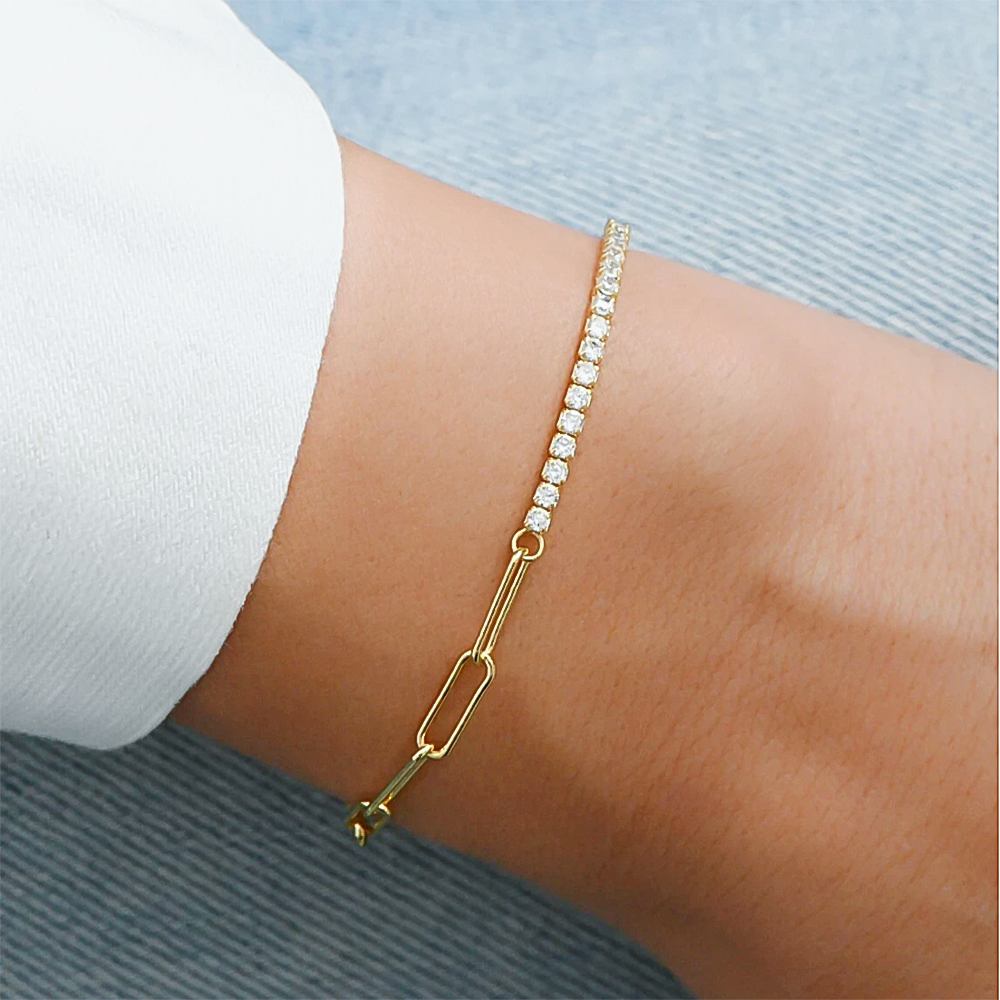 Women 1.50Ct Round Natural GH/SI Diamond Chain Tennis Bracelet 14k Yellow Gold - Image 3 - GEMHUB