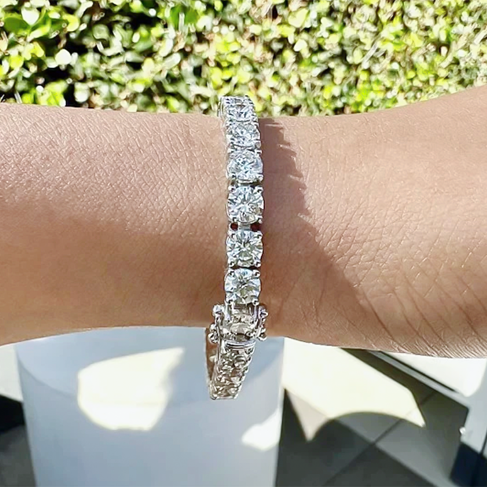 14K White Gold 7.00CT Round Cut Natural Diamond Tennis Bracelet Wedding Gift - Image 2 - GEMHUB