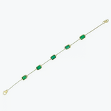 5Ct Certified Natural Green Emerald Bezel Set Tennis Chain Bracelet in 14k Gold - Image 2 - GEMHUB