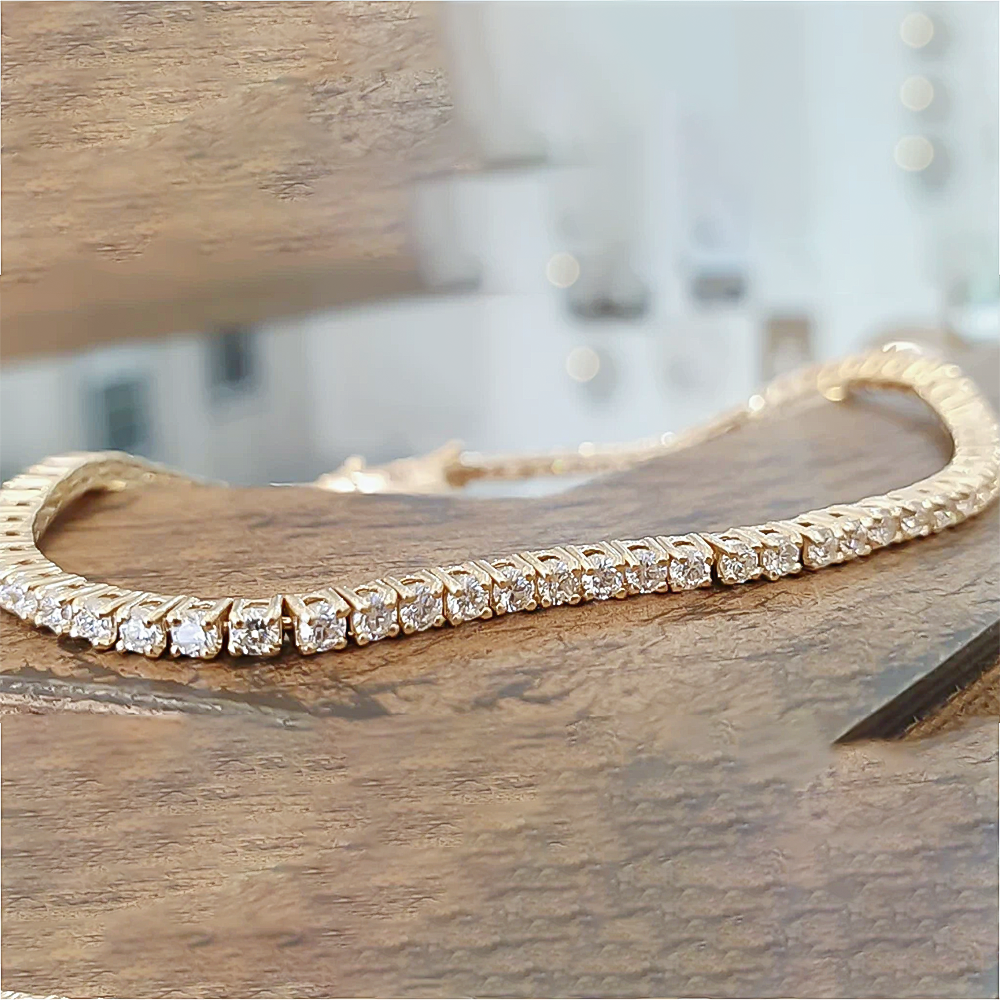 3.50Ct Round GH/VS Certified Natural Diamond Tennis Her Bracelet 14k Yellow Gold - GEMHUB